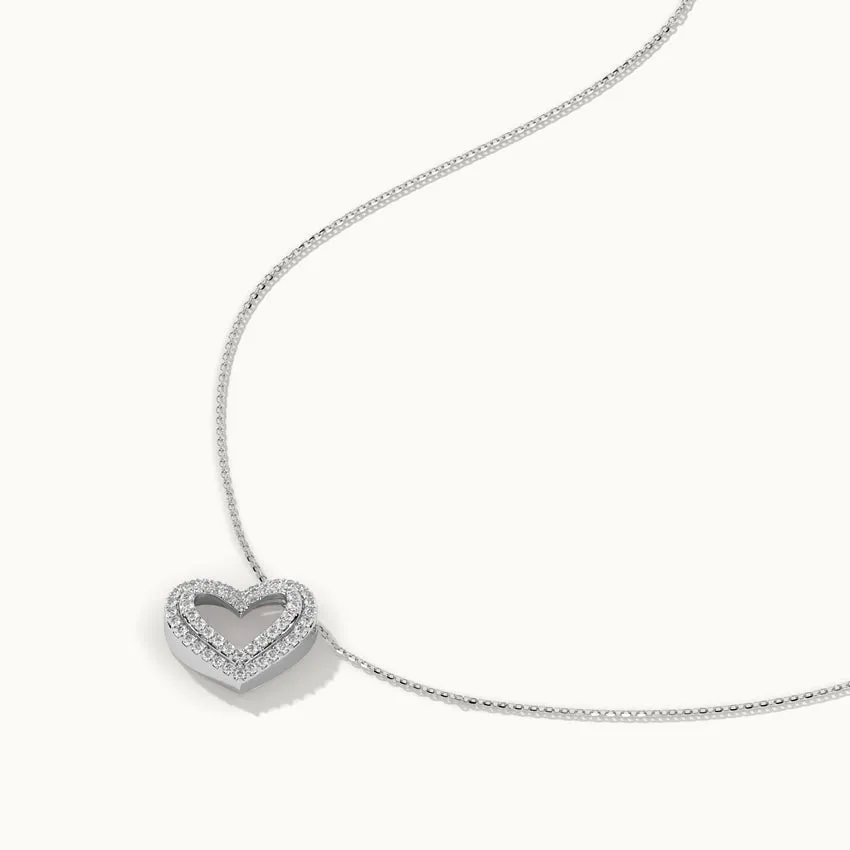 Double Row Heart Diamond Necklace