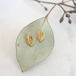 Downy Feather Stud Earrings in Gold Vermeil