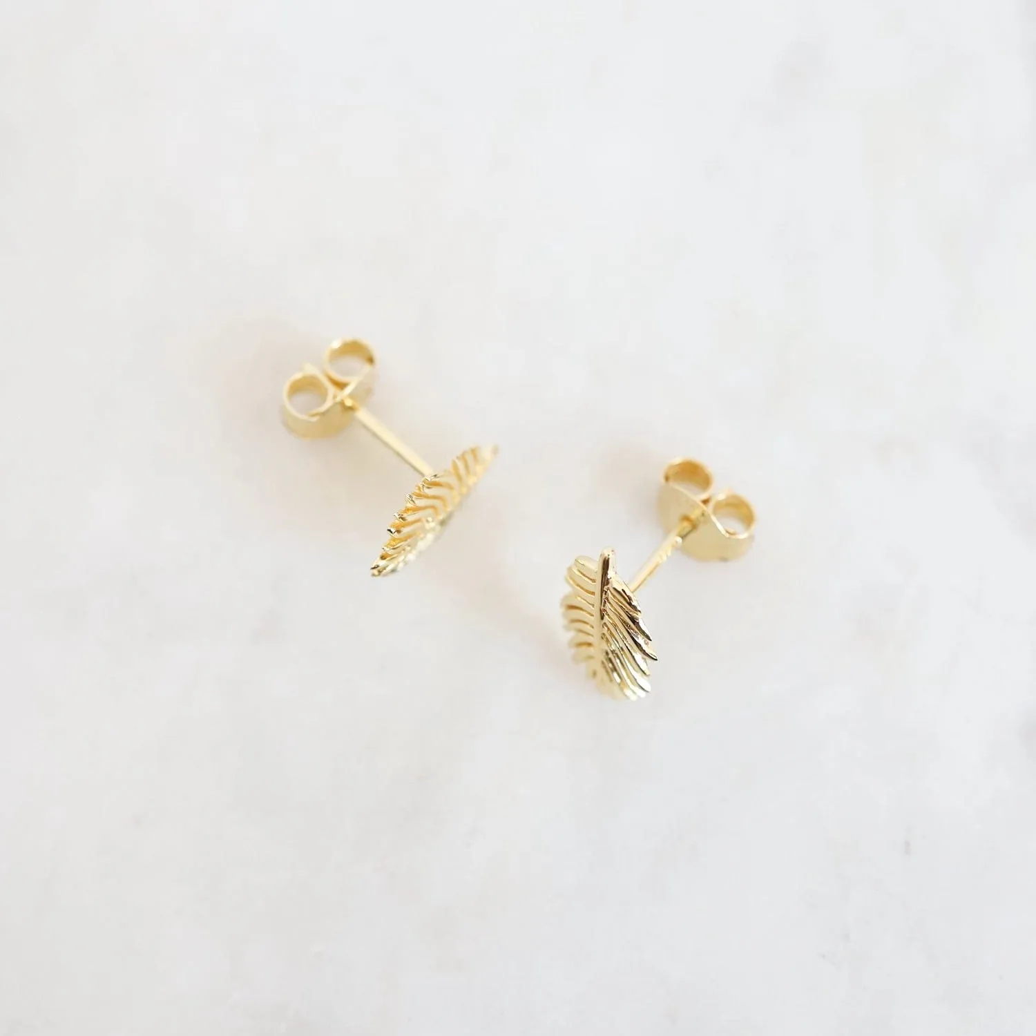 Downy Feather Stud Earrings in Gold Vermeil