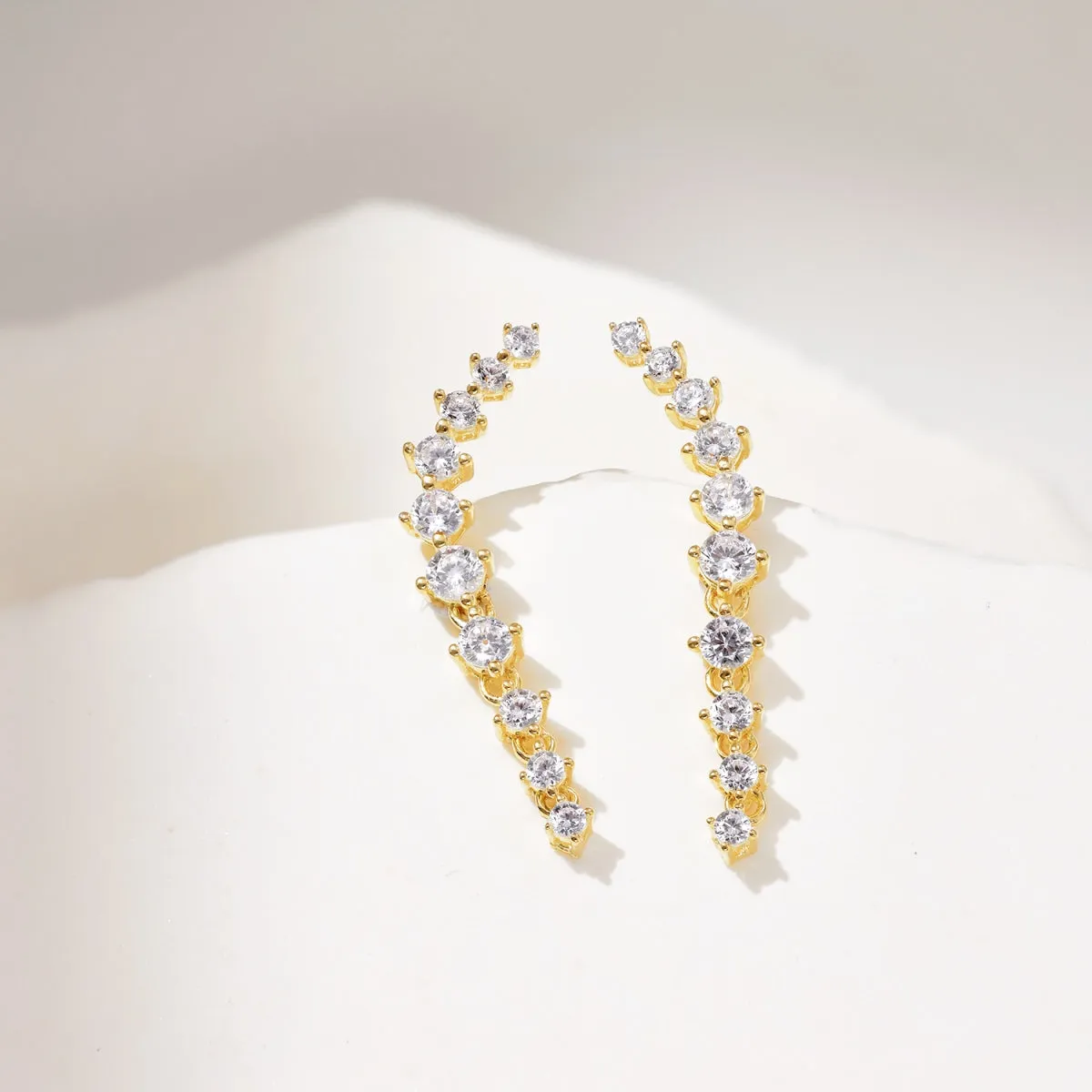 Dream Ear Climber Crystal Drop Earrings - Gold