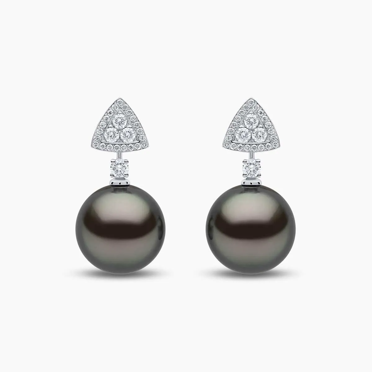 Duchess 18K Gold Tahitian Pearl and Diamond Motif Earrings