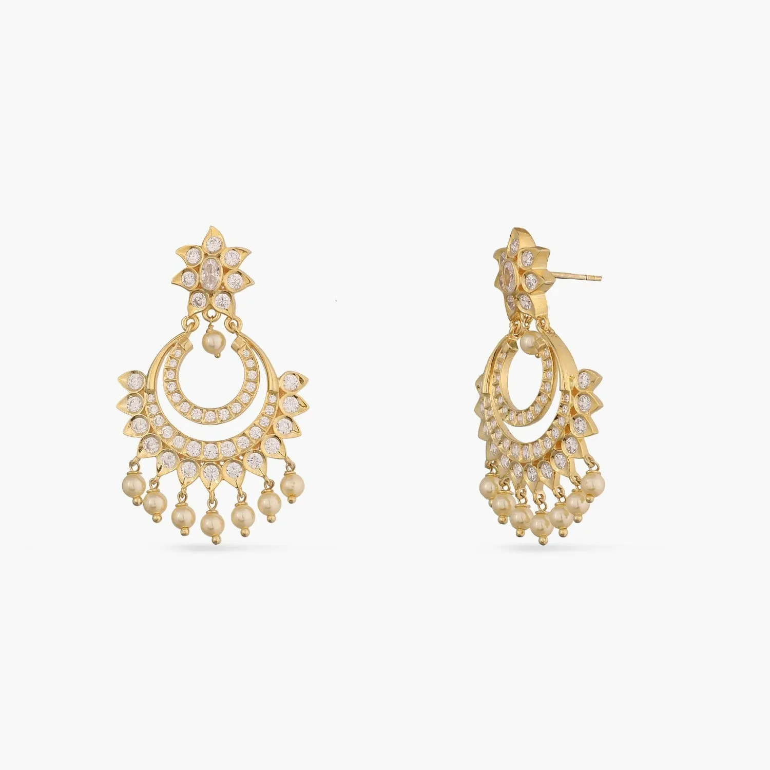 Elegance CZ Silver Chandbali Earrings