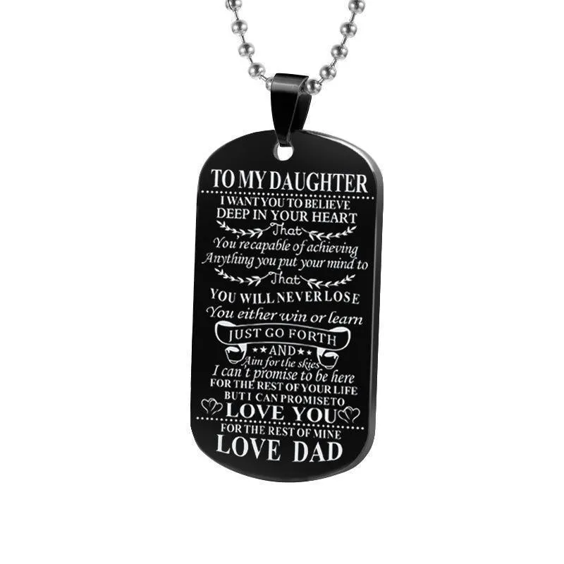 Engraving Stainless Steel Tags Dad   Mom To Son   Daughter