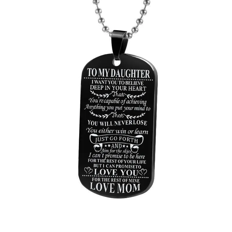 Engraving Stainless Steel Tags Dad   Mom To Son   Daughter