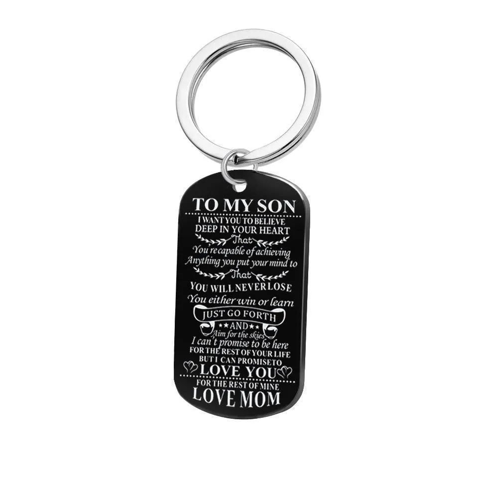 Engraving Stainless Steel Tags Dad   Mom To Son   Daughter