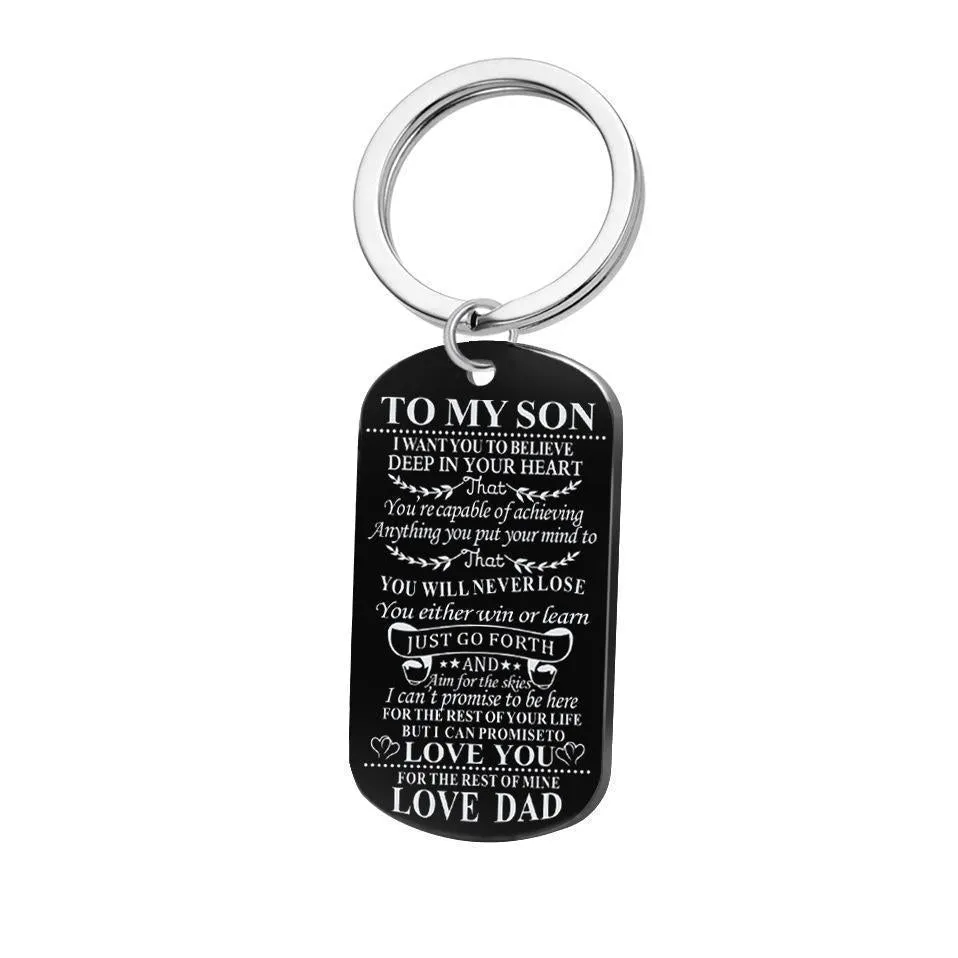 Engraving Stainless Steel Tags Dad   Mom To Son   Daughter