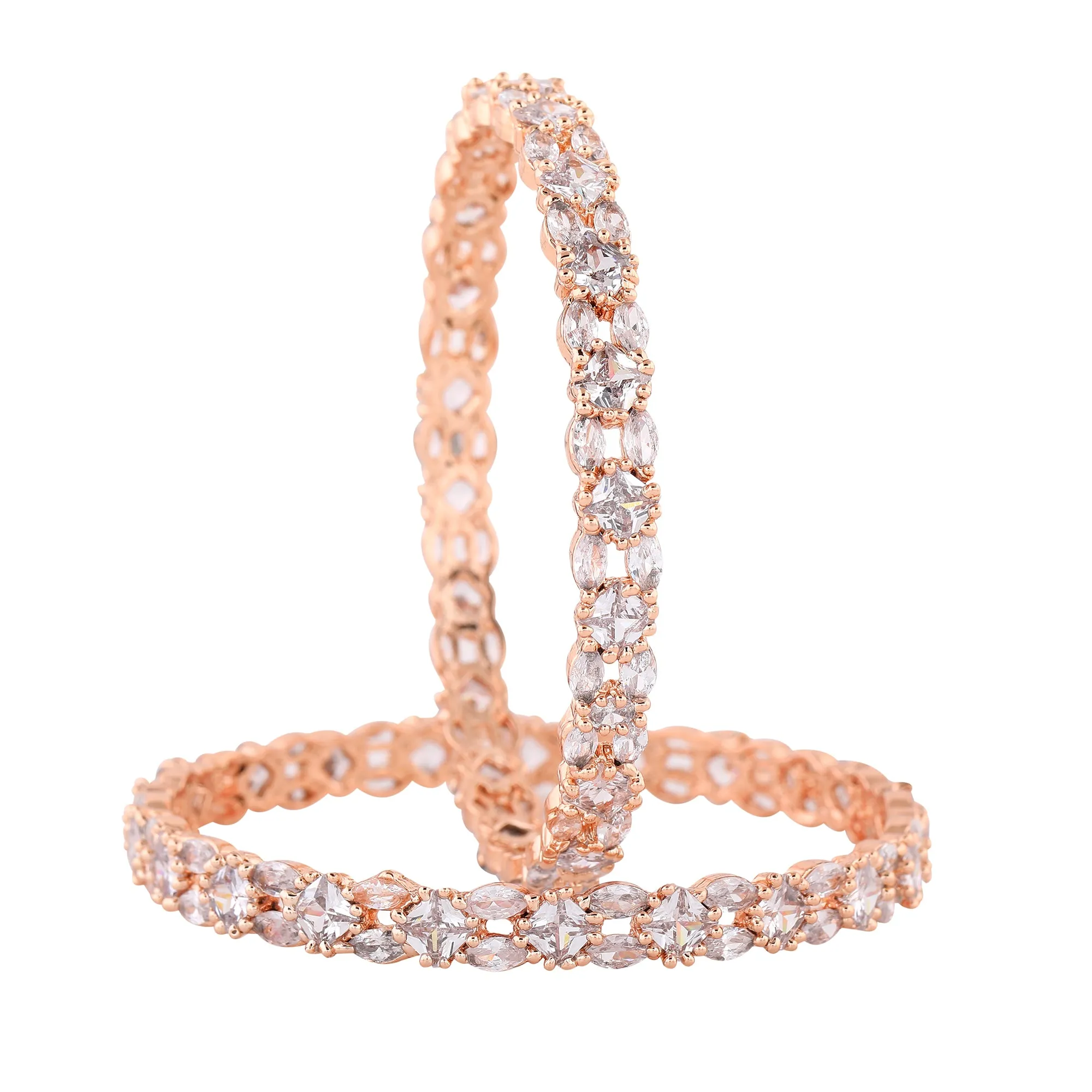 Estele Exclusive Rosegold-Plated with Stunning White American Diamond 2:6 Size Bangles |Dazzling Jewelry for Women’s Special Occasions