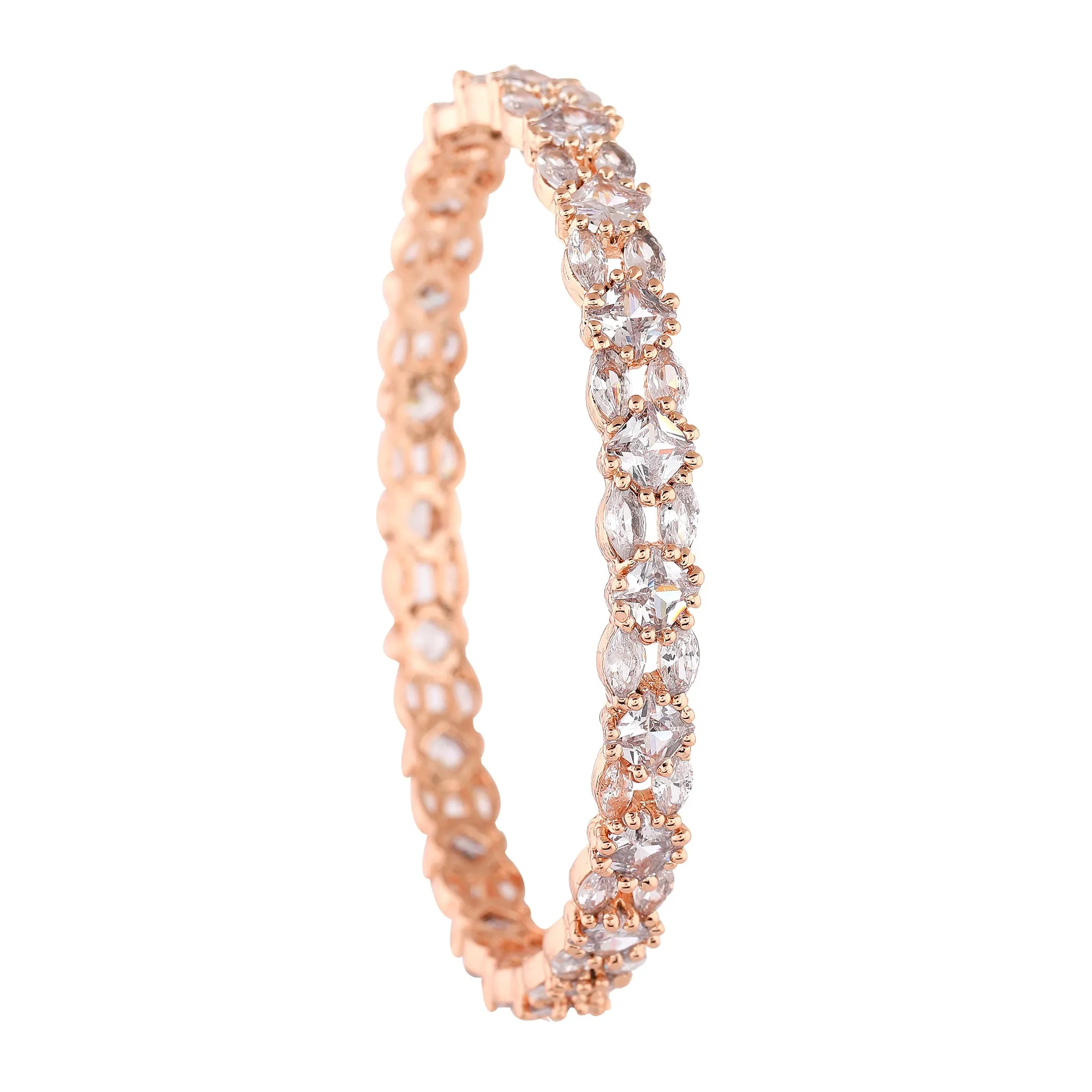 Estele Exclusive Rosegold-Plated with Stunning White American Diamond 2:6 Size Bangles |Dazzling Jewelry for Women’s Special Occasions