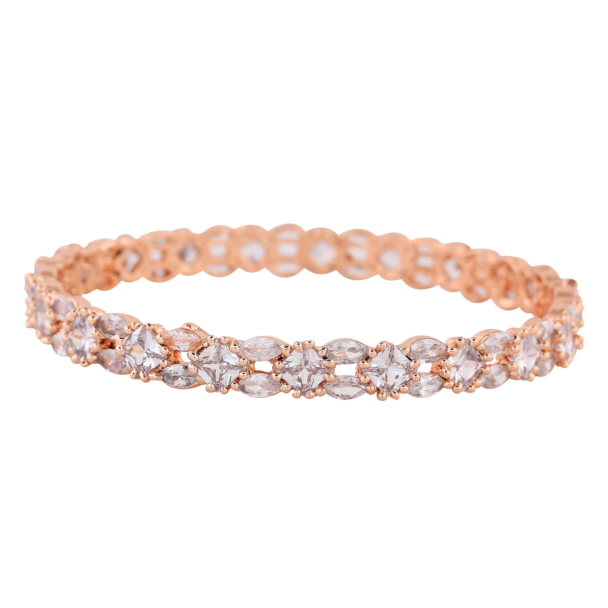 Estele Exclusive Rosegold-Plated with Stunning White American Diamond 2:6 Size Bangles |Dazzling Jewelry for Women’s Special Occasions