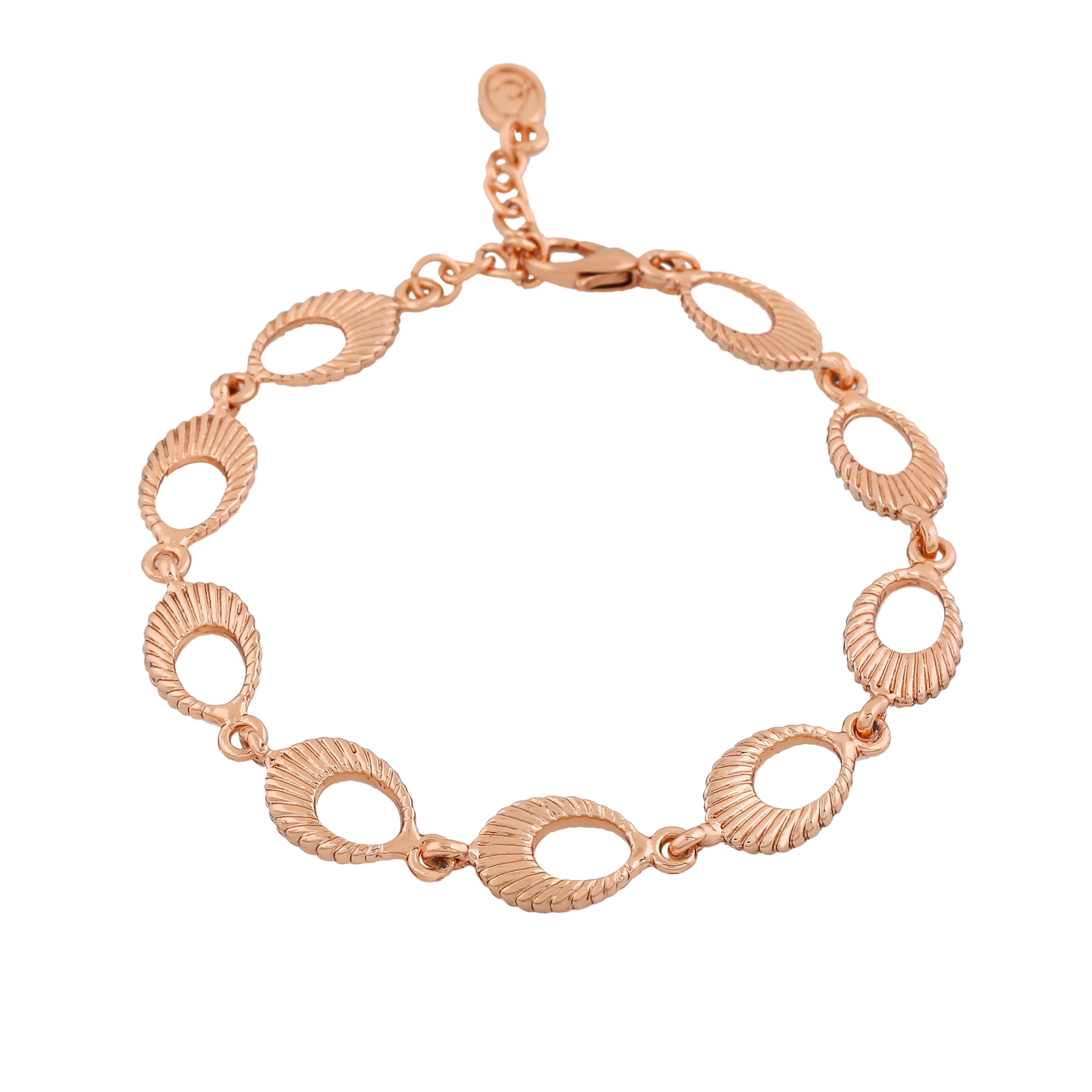 Estele Rose Gold Plated Striking Patterned Bracelet for Women