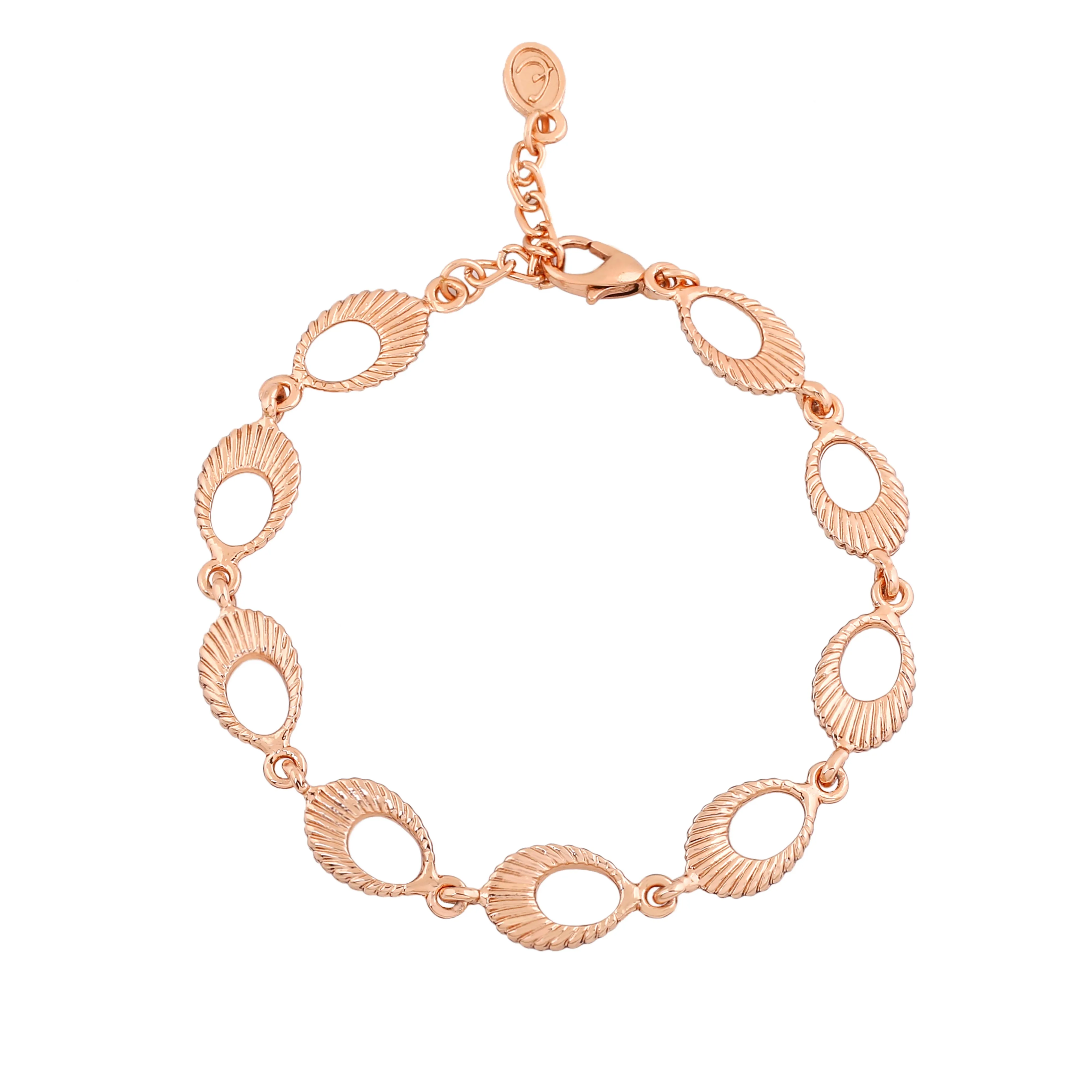 Estele Rose Gold Plated Striking Patterned Bracelet for Women