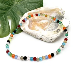 Faceted Glass Bead Anklet Warm Colour Mix