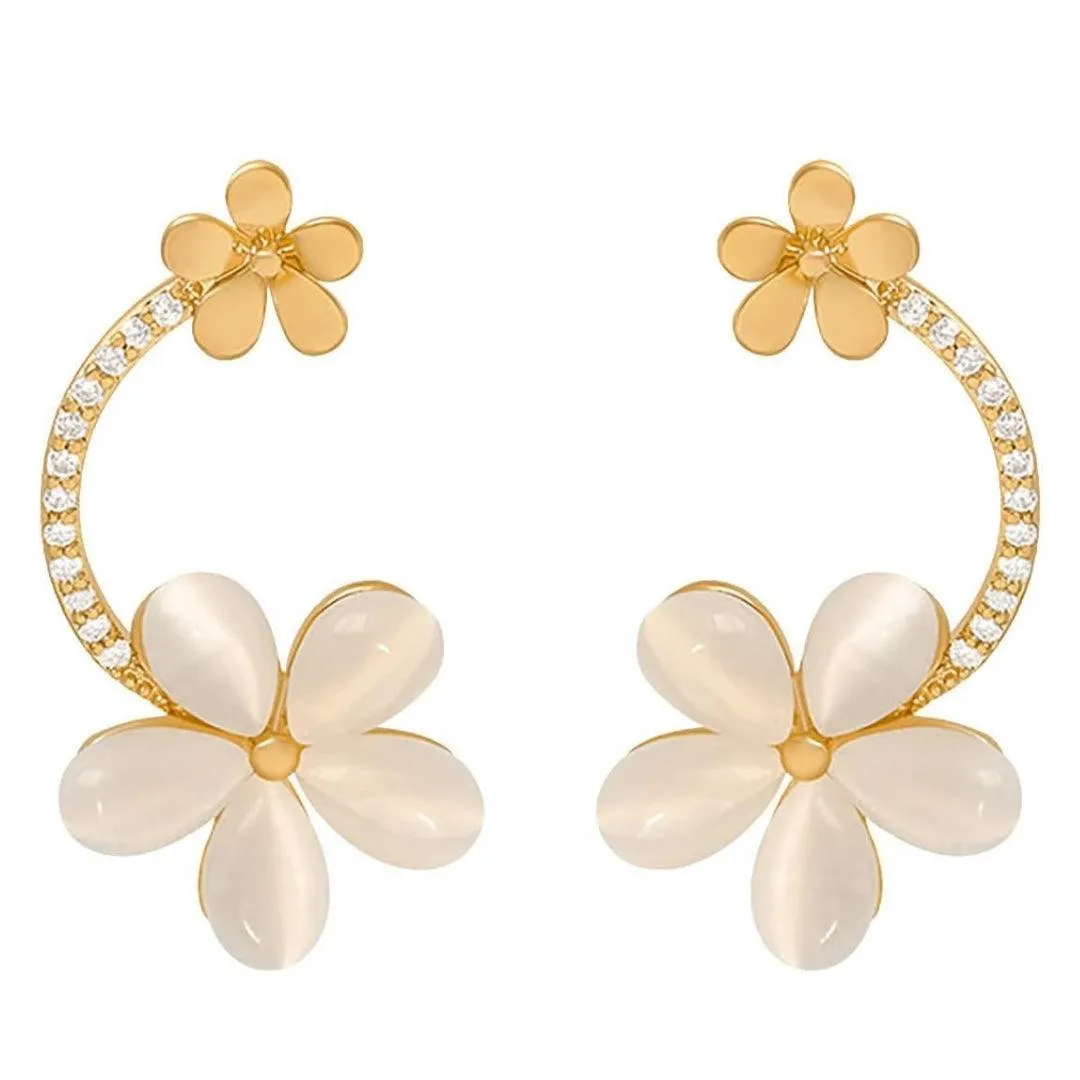 Flower Hoop Pearl Earrings