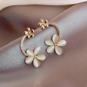 Flower Hoop Pearl Earrings