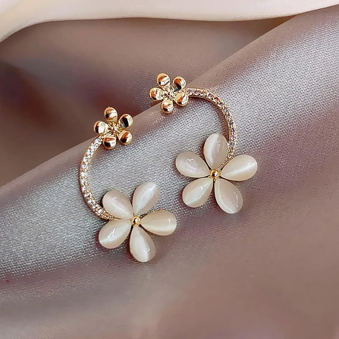 Flower Hoop Pearl Earrings