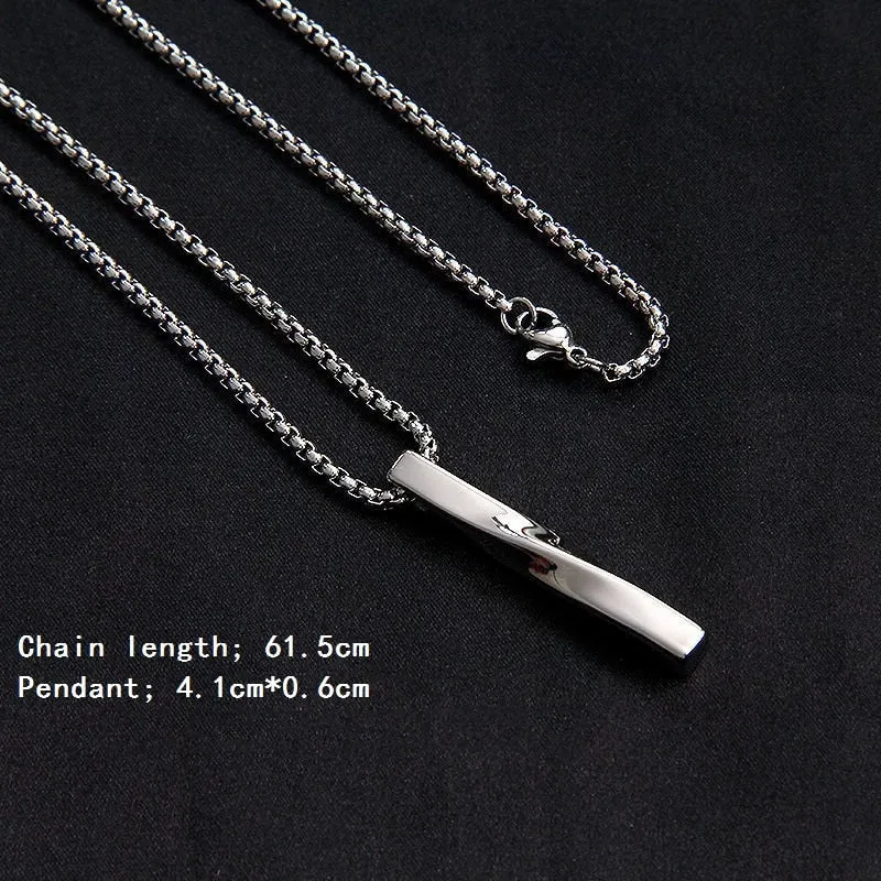 Flytonn Goth Fashion New Cross Pendant Long Necklace Men Punk Trendy Simple Titanium Stainless Steel Chain Mens Jewellery Gift