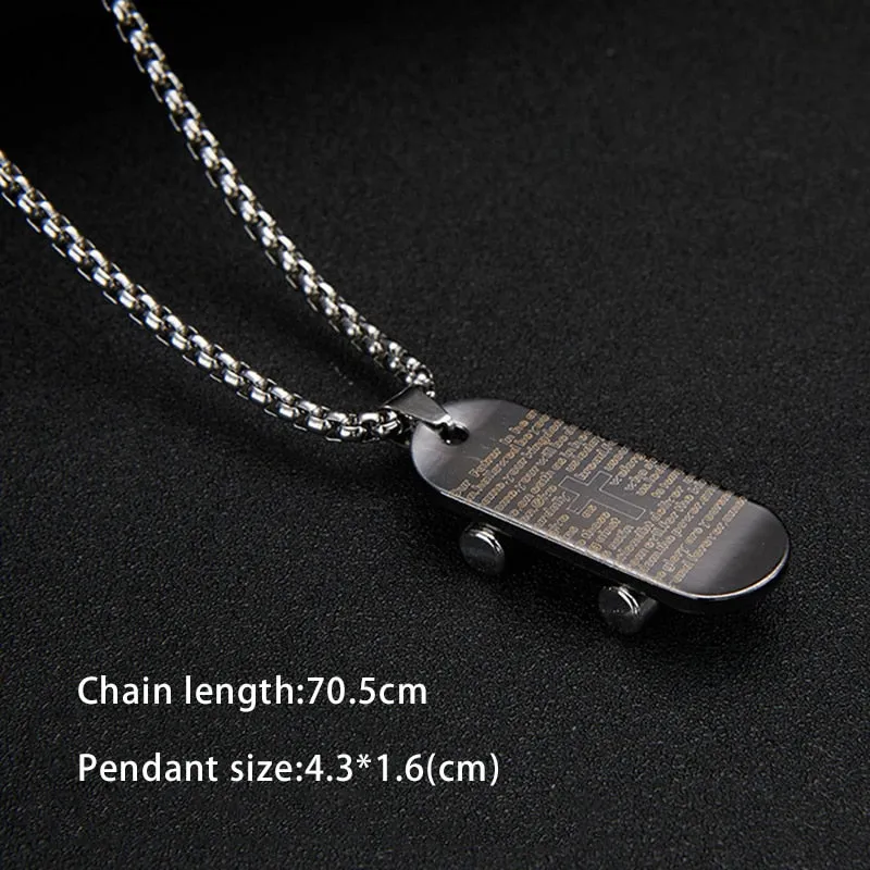 Flytonn Goth Fashion New Cross Pendant Long Necklace Men Punk Trendy Simple Titanium Stainless Steel Chain Mens Jewellery Gift