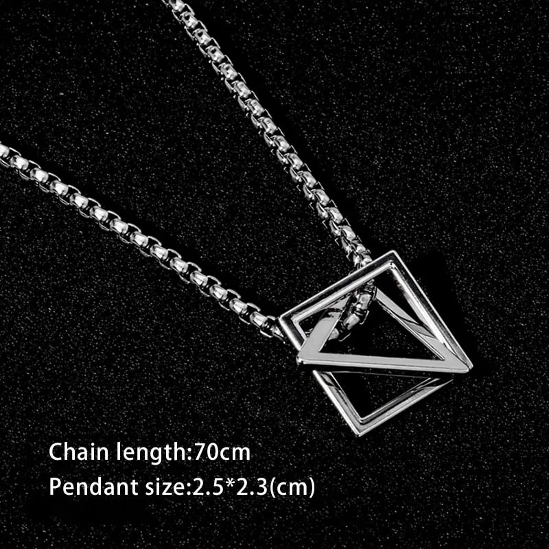 Flytonn Goth Fashion New Cross Pendant Long Necklace Men Punk Trendy Simple Titanium Stainless Steel Chain Mens Jewellery Gift