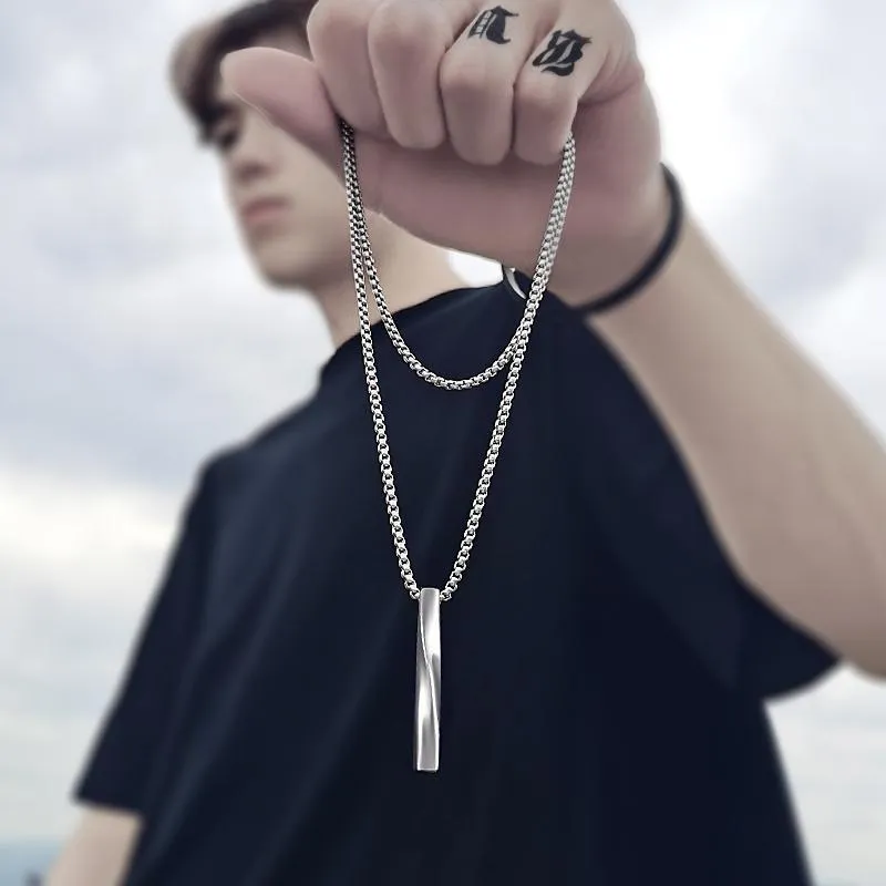 Flytonn Goth Fashion New Cross Pendant Long Necklace Men Punk Trendy Simple Titanium Stainless Steel Chain Mens Jewellery Gift