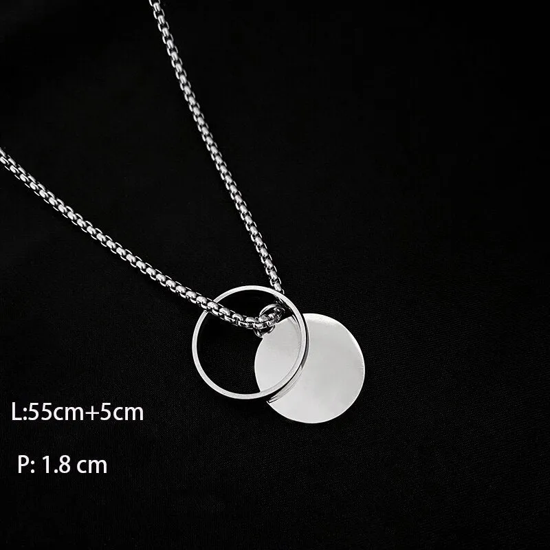 Flytonn Goth Fashion New Cross Pendant Long Necklace Men Punk Trendy Simple Titanium Stainless Steel Chain Mens Jewellery Gift