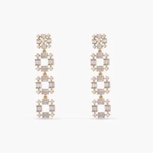 Four Layer CZ Drop Silver Earrings