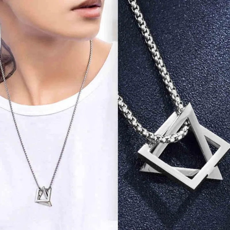 Geometry Triangle And Square Necklace