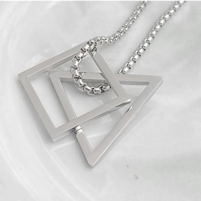 Geometry Triangle And Square Necklace