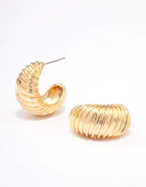 Gold Plated Bold Croissant Hoop Earrings