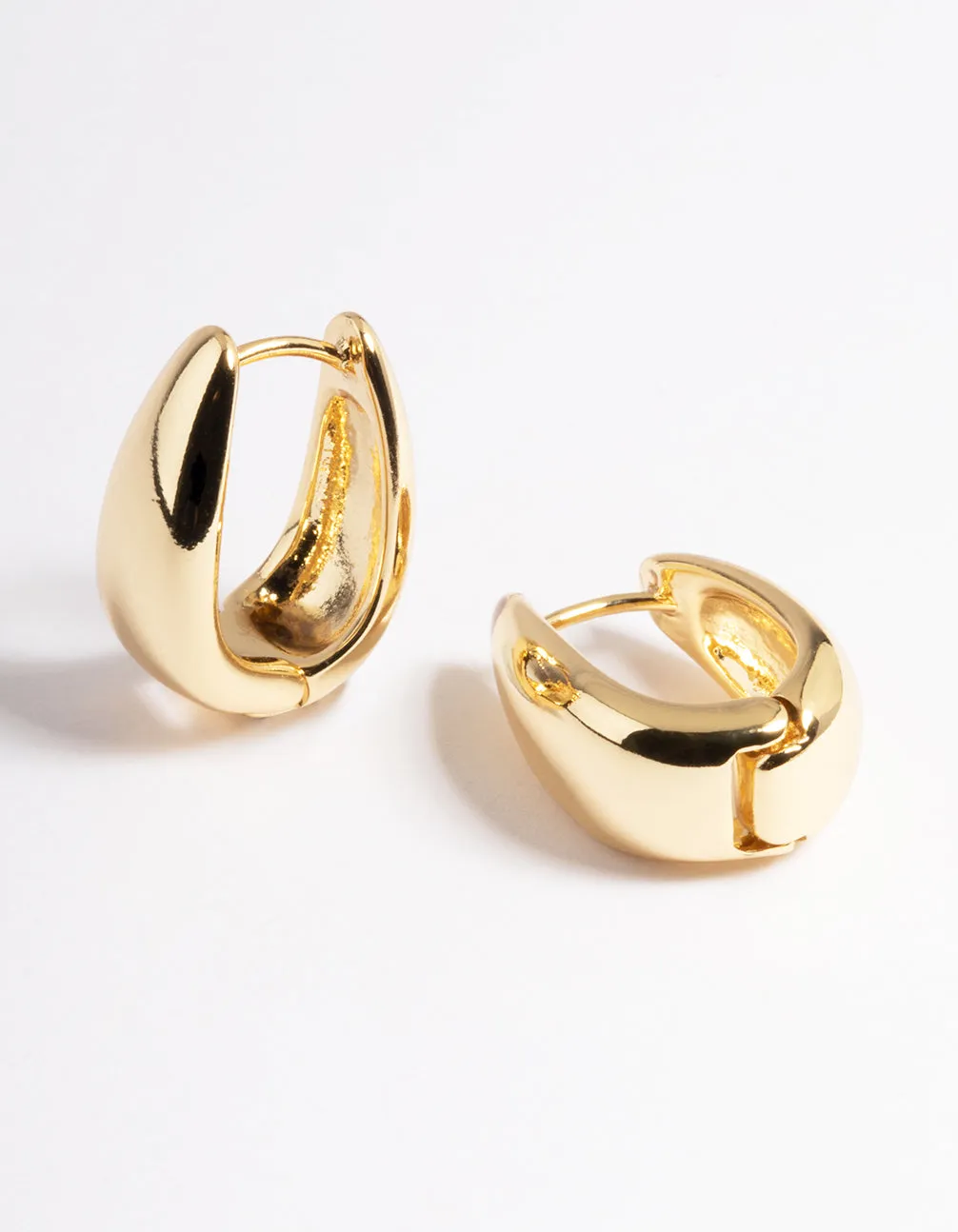 Gold Plated Bold Tapered Hoop Earrings