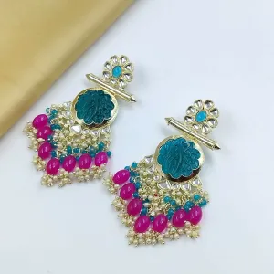 Gold Plated Kundan Dangler Earrings