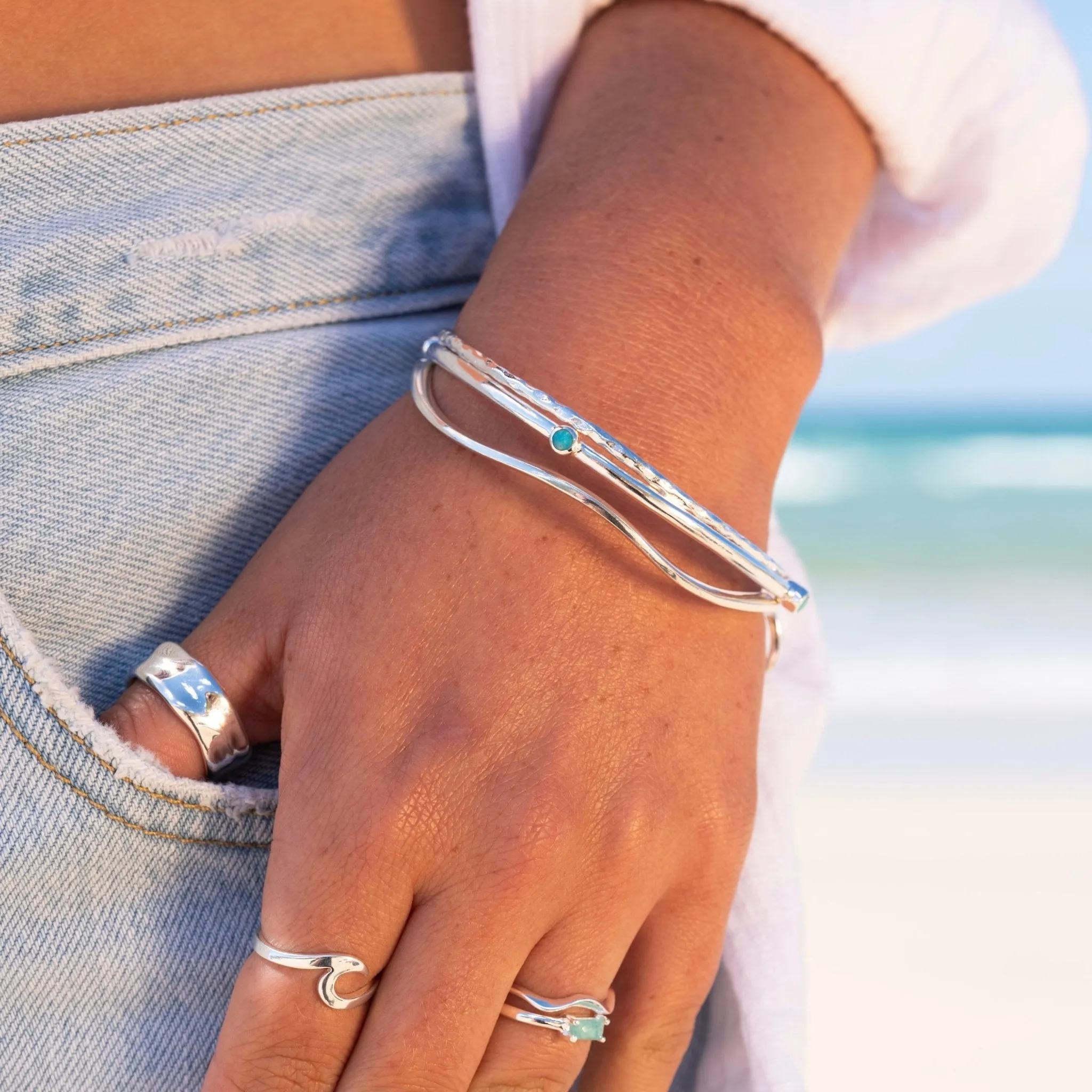 Hammered stacking bangle