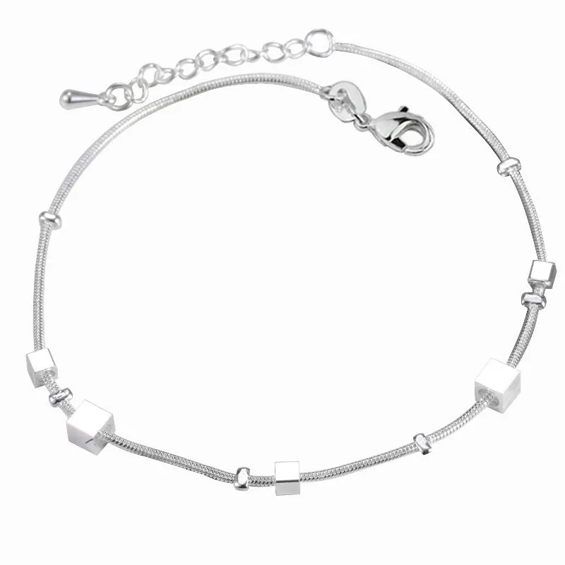 Handmade Creative Jewelry European and American Square Anklet