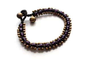 Handwoven Amethyst Color Glass Beads Teen Anklet