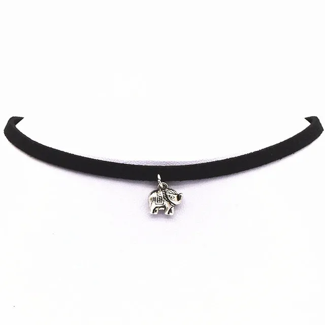 Hot New Torques Pure Black Velvet Ribbon Vintage Retro Pendant Necklace Maxi Statement Chokers Necklace For Women 2016 Jewelry