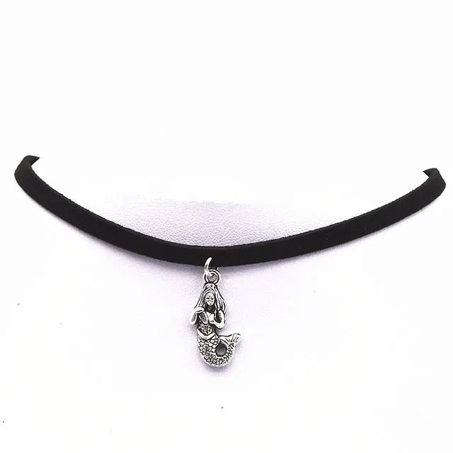 Hot New Torques Pure Black Velvet Ribbon Vintage Retro Pendant Necklace Maxi Statement Chokers Necklace For Women 2016 Jewelry