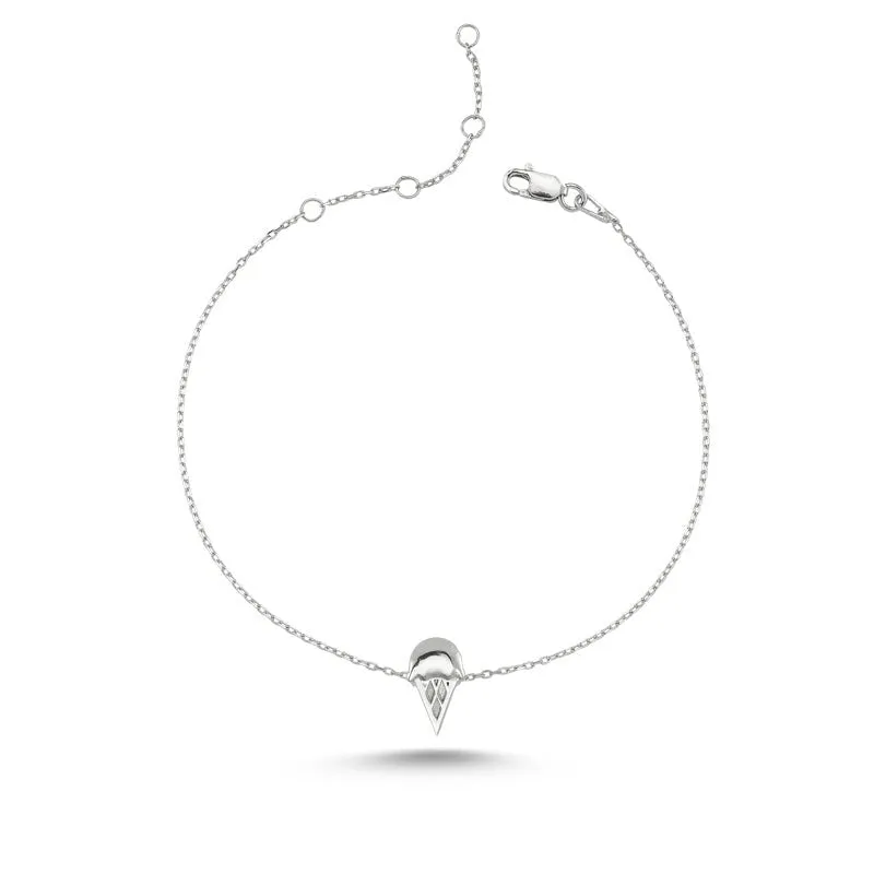 Ice Cream Symbols Dainty Silver Chain Bracelet