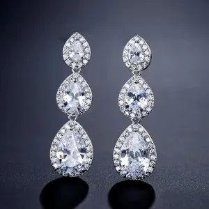 Jaqui - Cubic Zirconia Bridal Earrings - Available in Silver and Rose Gold