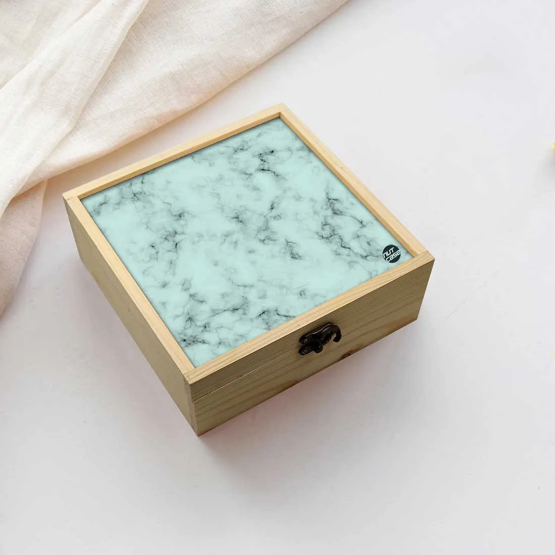 Jewellery Box Makepup Organizer -  Green Color Designer Marble Pastle