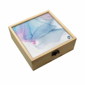 Jewellery Box Wooden Jewelry Organizer -  Blue Gray Ink Watercolor