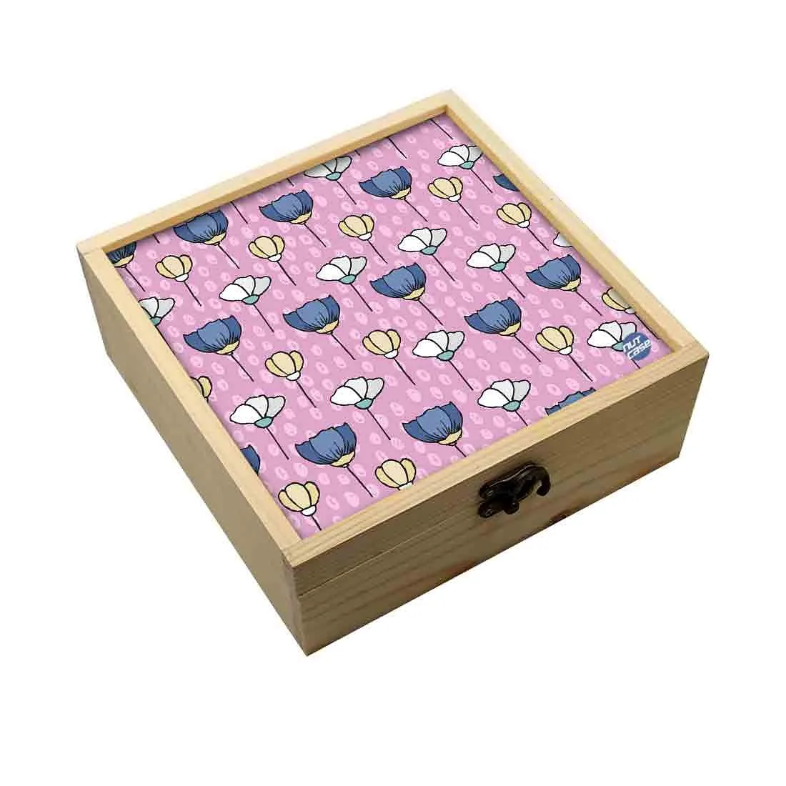 Jewellery Box Wooden Jewelry Organizer -  Pink And Purple Tulips