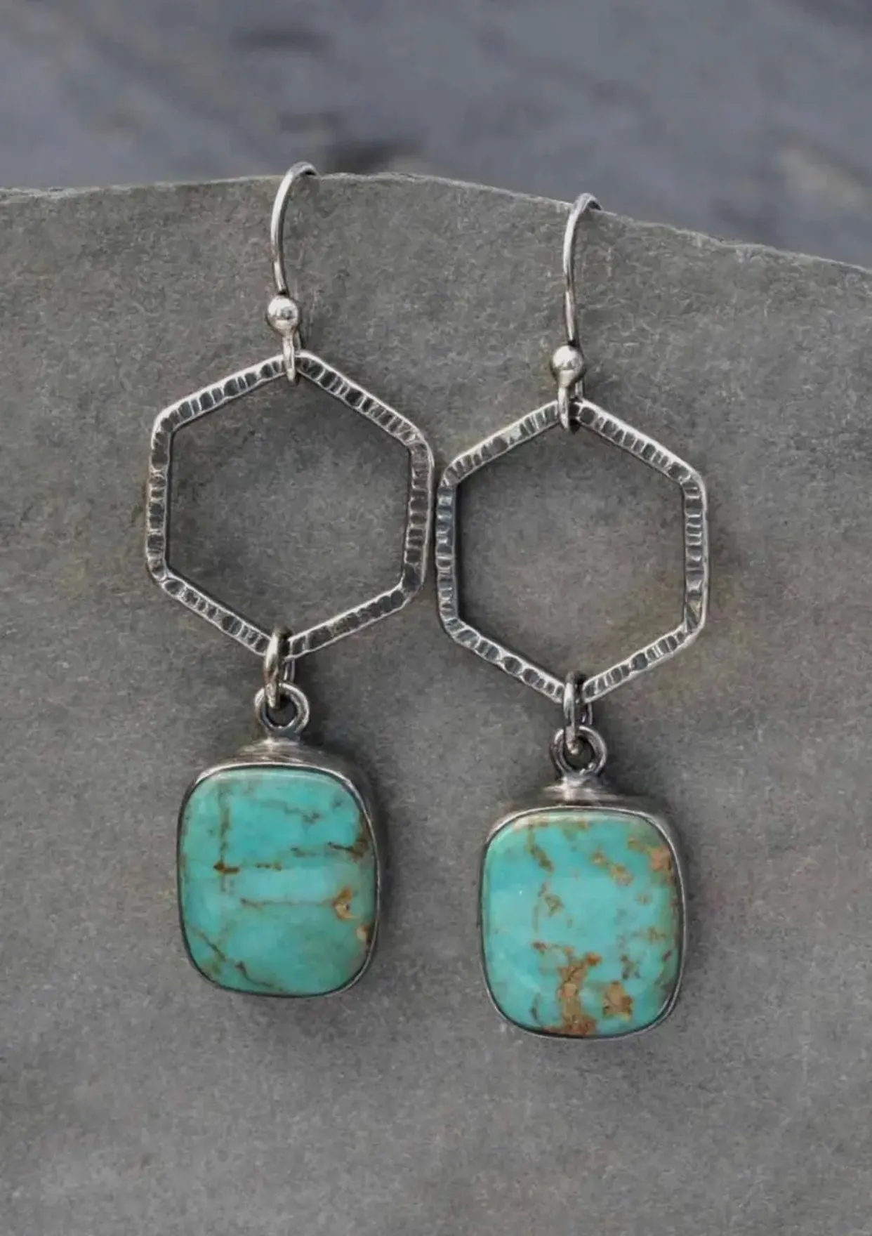 Jewelry - Vintage Turquoise Geometric Drop Earrings