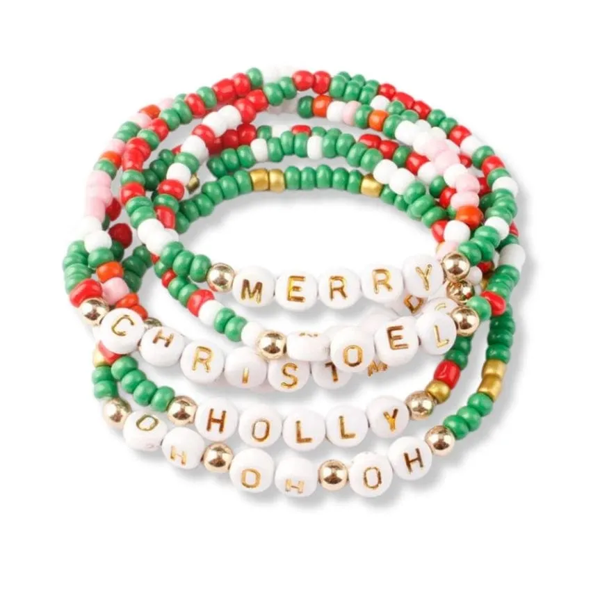 Joy Holiday Beaded Friendship Stretch Bracelets