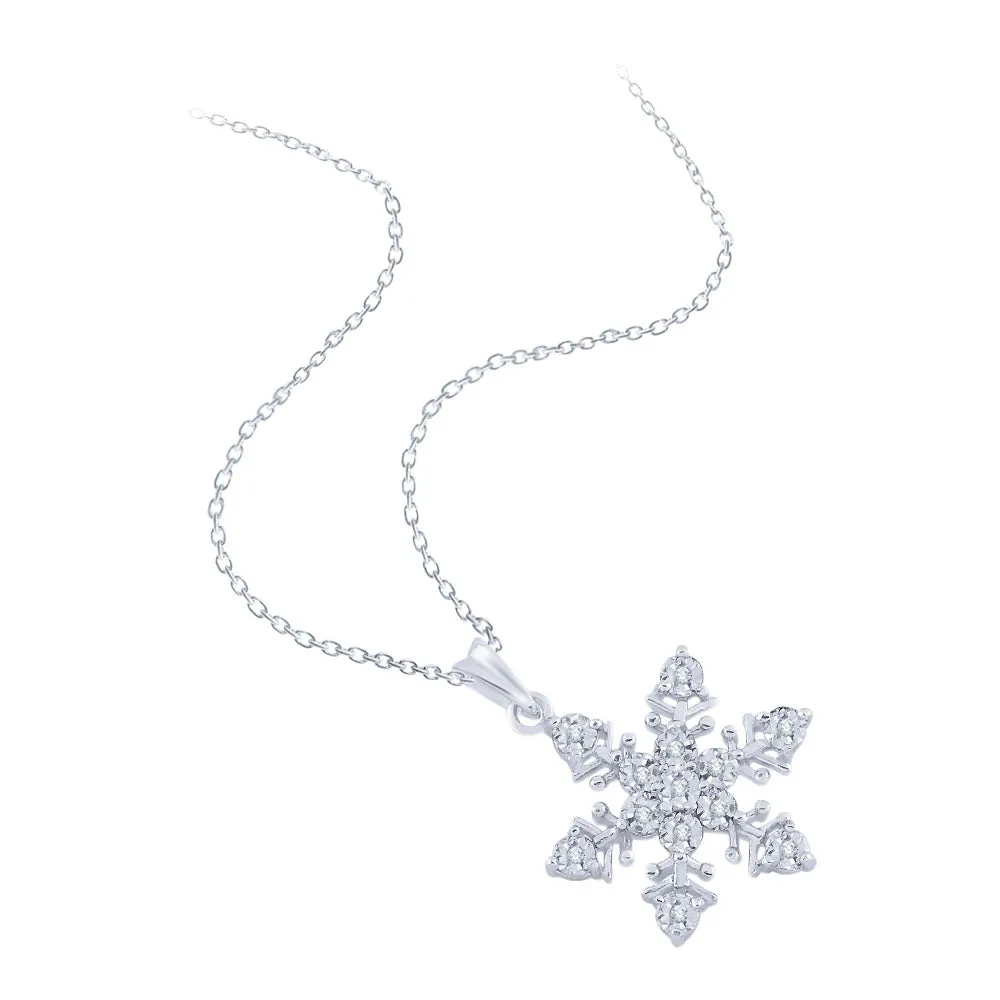 KATARINA 1/20 cttw Diamond "Snow Flake" Pendant Necklace