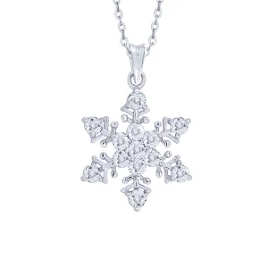 KATARINA 1/20 cttw Diamond "Snow Flake" Pendant Necklace