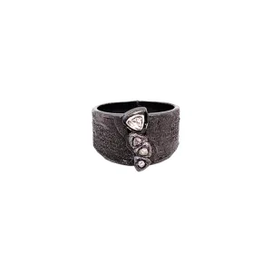 Keith Jack Sterling Silver Raw Diamond Ring with Black Rhodium 0.18ctw