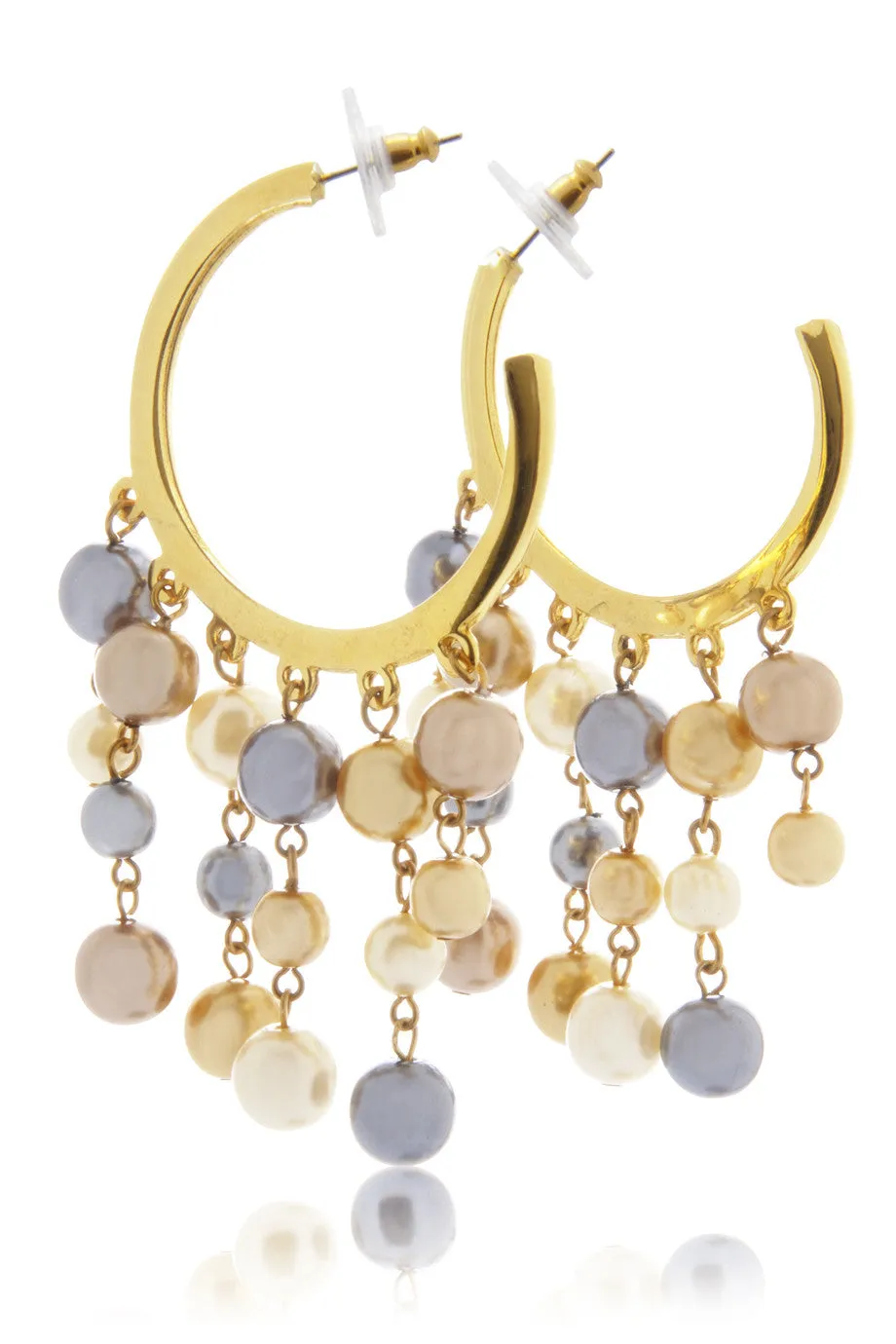 Kenneth Jay Lane Multi Pearl Hoops