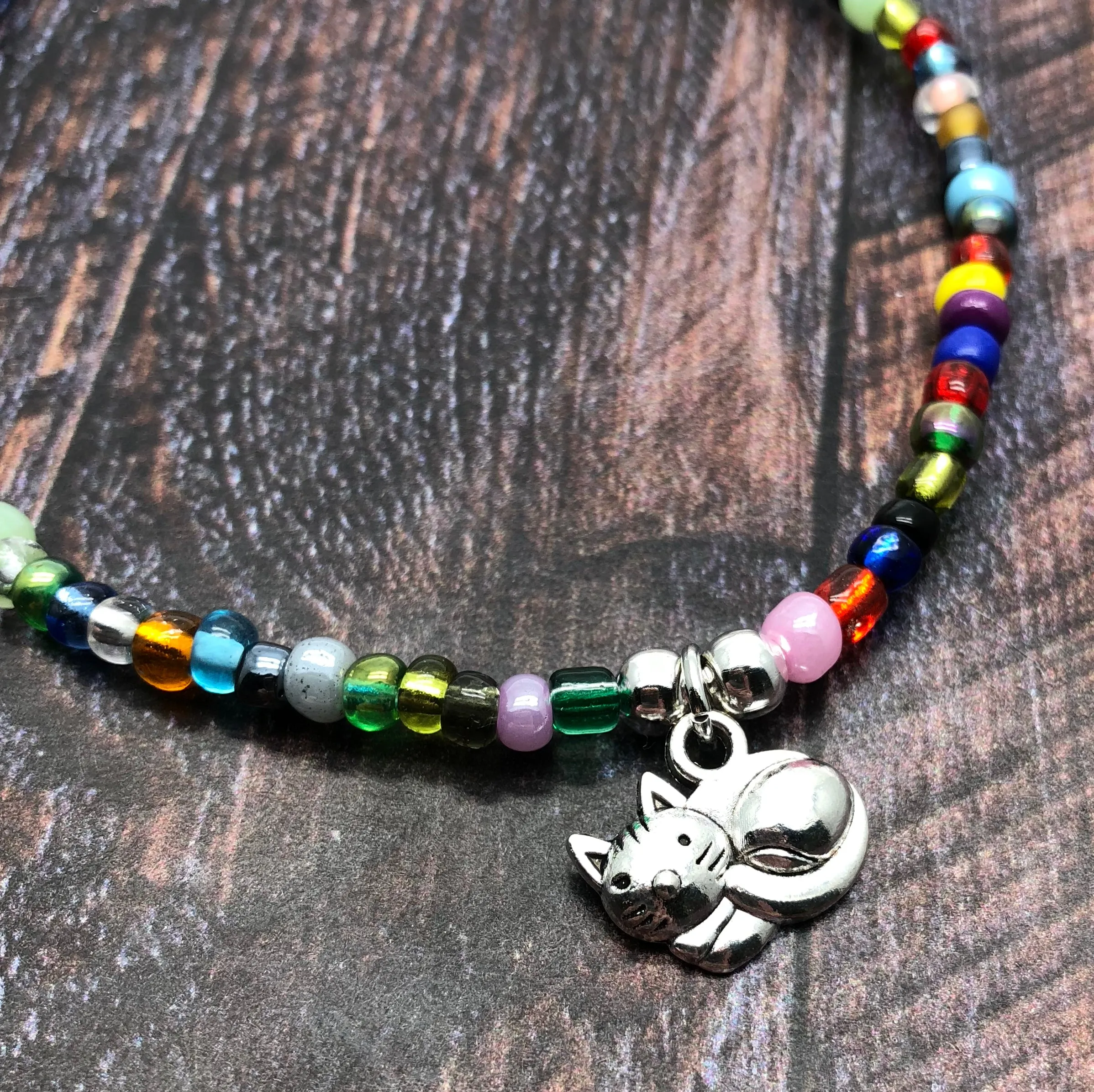 Kitty Cat Seed Bead Anklet - Colour Choice