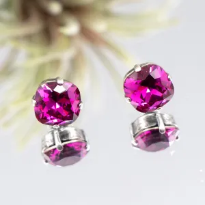 La Vie Parisienne Fuchsia Stud Earrings Silver