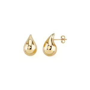 Large Bold Tear Drop Studs | Solid Gold