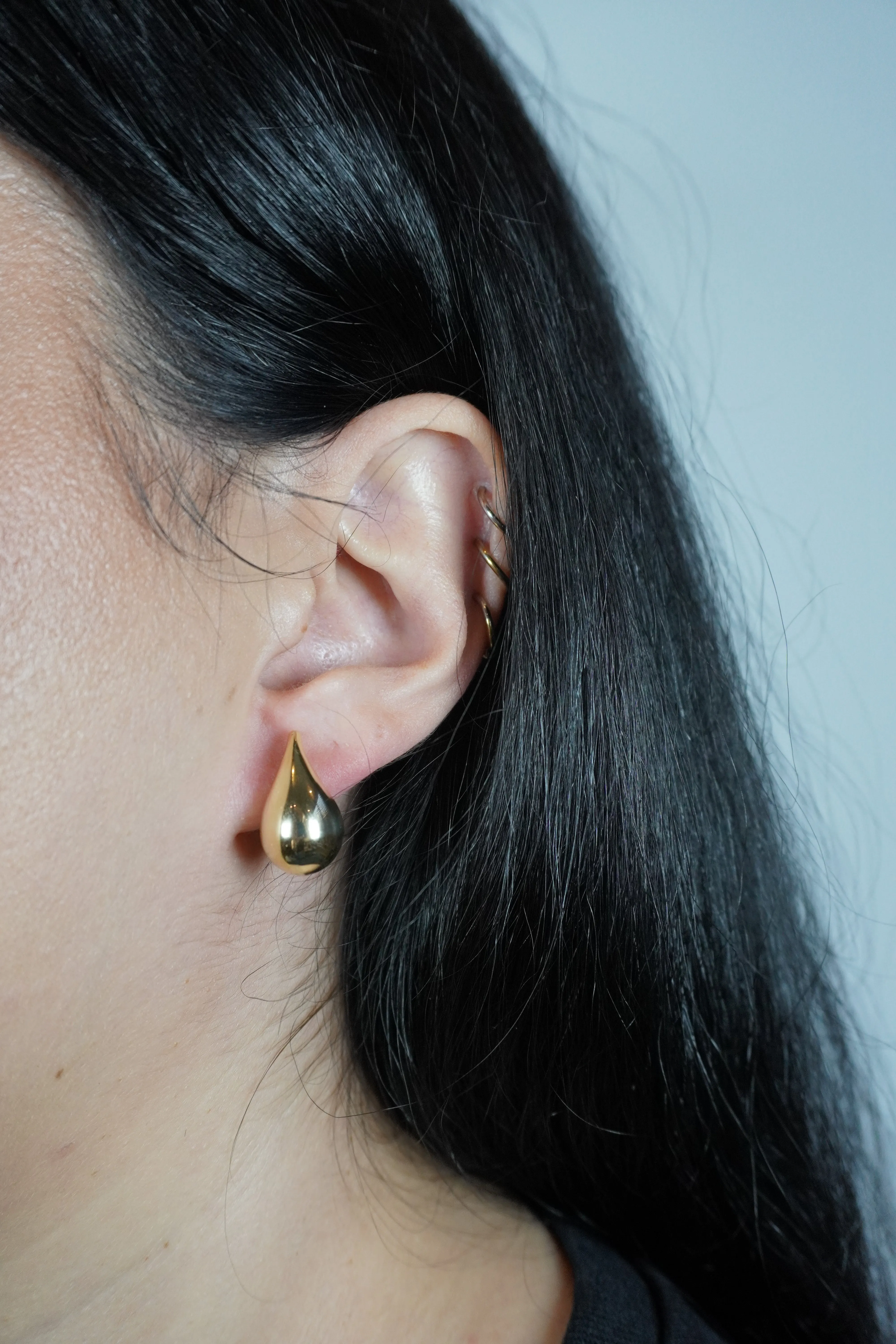 Large Bold Tear Drop Studs | Solid Gold